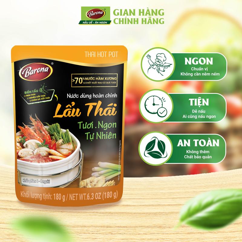 Nước Dùng Lẩu Thái Barona 180g vị chua cay