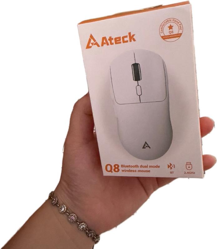 Chuột không dây Ateck Q8, Bluetooth dual mode, 2.4GHz, thiết kế hiện đại, tiện lợi cho người dùng
