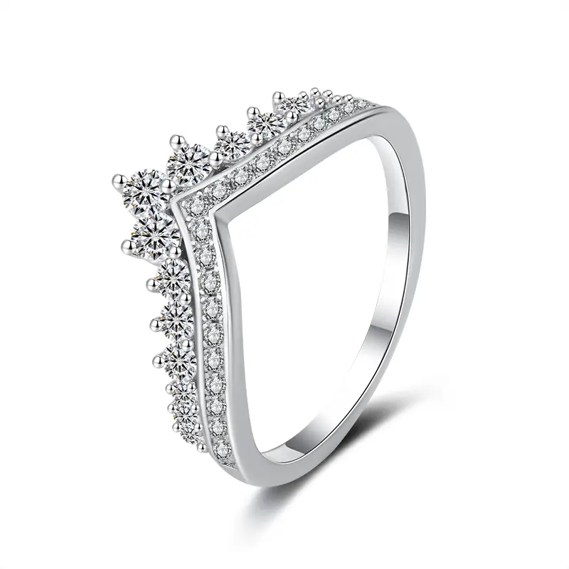 s925 Silver D Moissanite Ring Princess Crown Style Style Fold wear ring