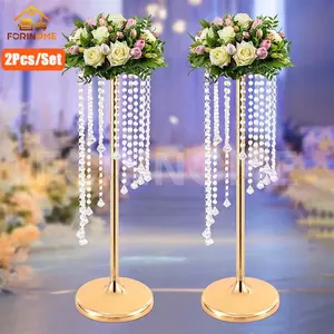 Stand Bunga Hias Tipe B - 2Pcs Dekorasi Vas Kristal Emas Vas Bunga Candle Holder Vase Pernikahan Alat Peraga Jalan Memimpin Besi Putri Duyung Vas Jumbai Akrilik Besi Logam Vas Pemegang Kristal Rangkaian Festival Pernikahan CXW