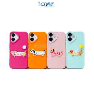 Simple Case with Sticker Doggy for iPhone 11 12 13 14 15 16 17 Plus Pro Max