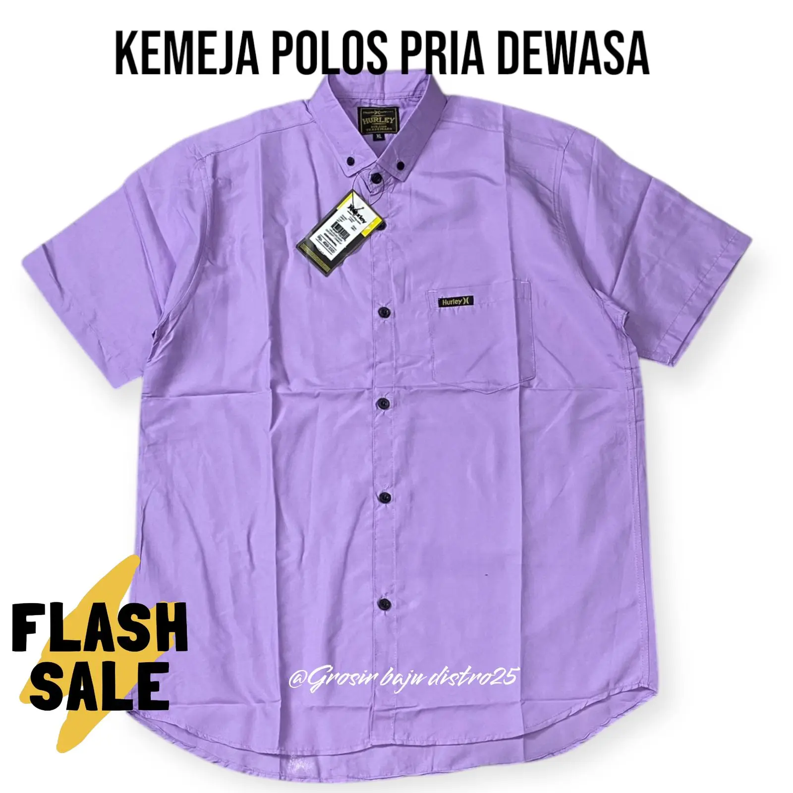 Kemeja Polos Pria Lengan Pendek Warna Formal Kancing - Bahan Katun Polimicro Import - Baju