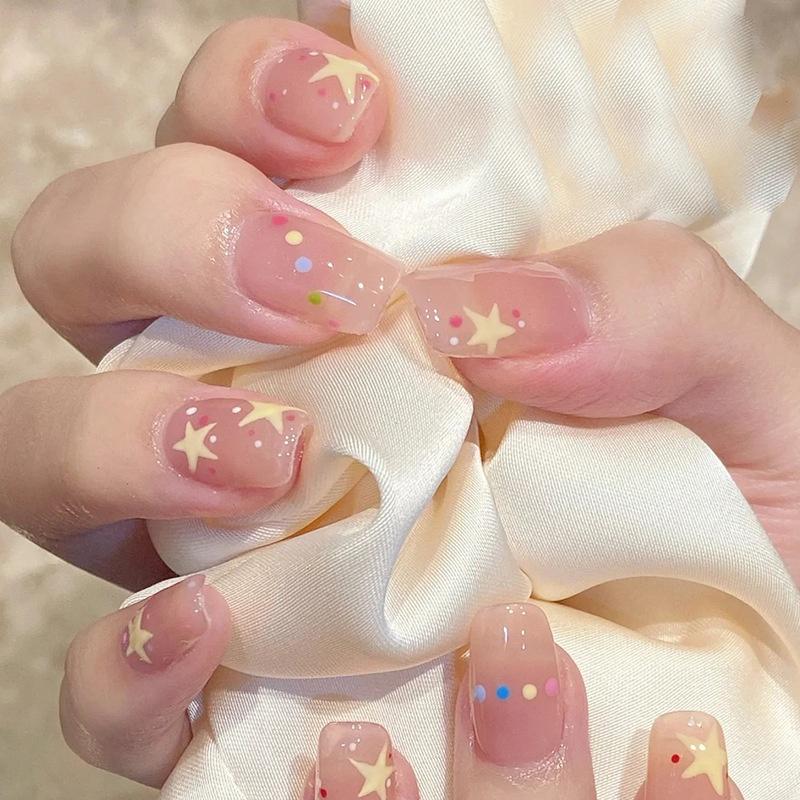 Fake Nails [Strip Packing] 24 Pieces [with Jelly Glue] Color Waterproof False Nails 6