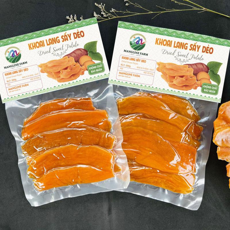 Bộ 2 gói khoai lang sấy dẻo lát không đường mỗi gói 250g đồ ăn vặt mềm dẻo thơm ngon chuẩn khoai lang mật Tà Nung Đà Lạt