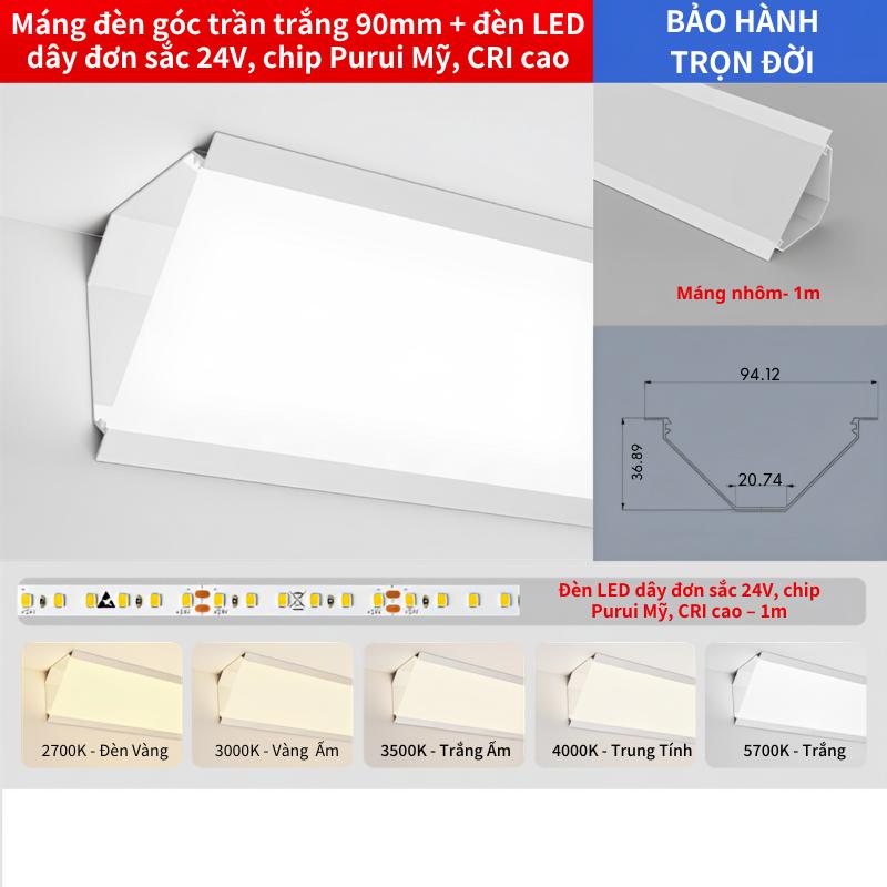 THANH ĐÈN NHÔM GÓC THÔNG MINH GẮN TRẦN NẸP GÓC THẠCH CAO