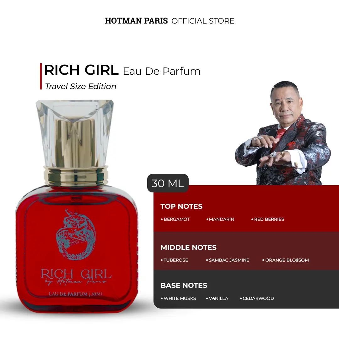 Parfume Rich Girl By Hotman Paris ( For Women ) TRAVEL SIZE 30 ML   Wanita Red