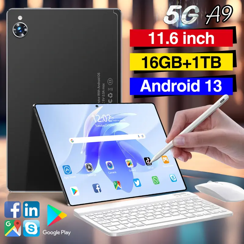 free wireless mouse keyboard 2025  A9 PC  11.6" Tablet [16GB+1TB] | Pengalaman Pro Layaknya PC | 120Hz OLED Real Color FullView Display | Ultra-tipi 0