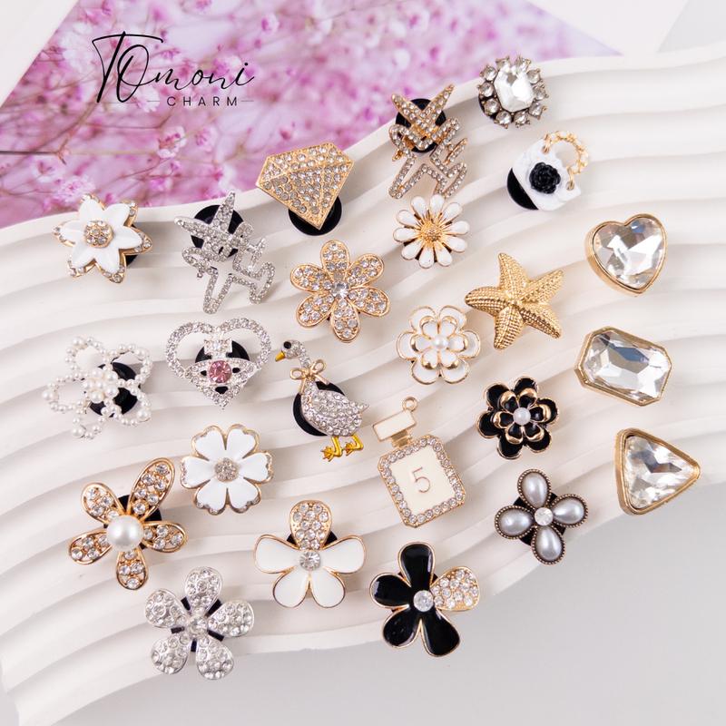  Charm Gắn Dép Tomoni Sticker Trang Trí Giày Dép Mặt Đá Kim Loại Sang Trọng MĐ6 
