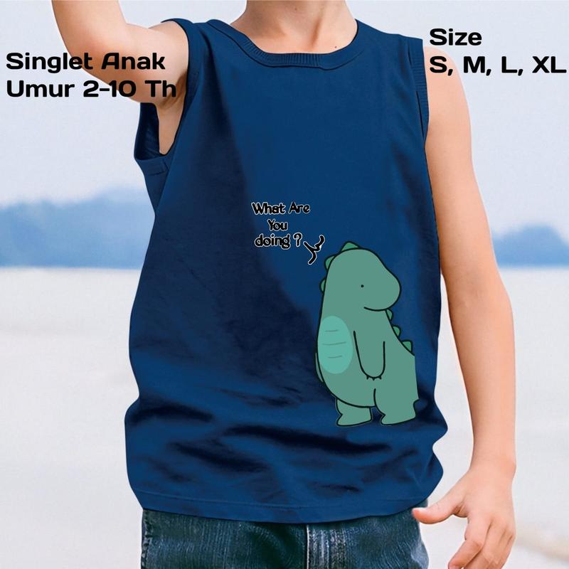 Kaos Lekbong Ideal Anak Cowok/Cewek Unisex Singlet 2-10 Tahun Trendy Ideal DINO- Fashion Perempuan - Baju Laki-Laki 5