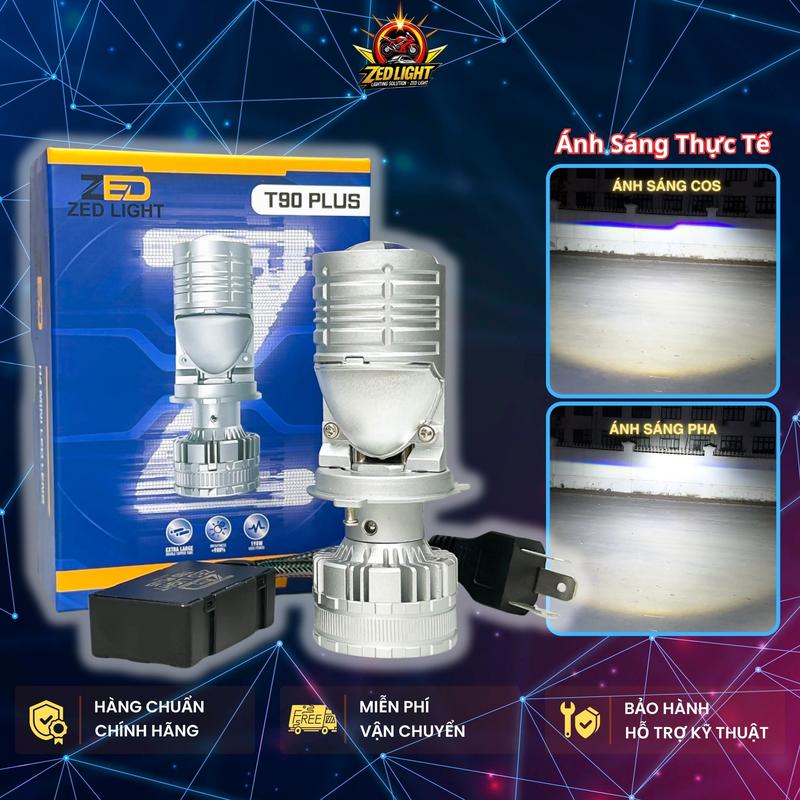 Đèn Pha LED Bi Cầu T90 PLUS ZEDLIGHT - 95W Cắt Sáng Chống Chói Chân H4 Lắp Oto Xe Máy - Bảo Hành 2 Năm