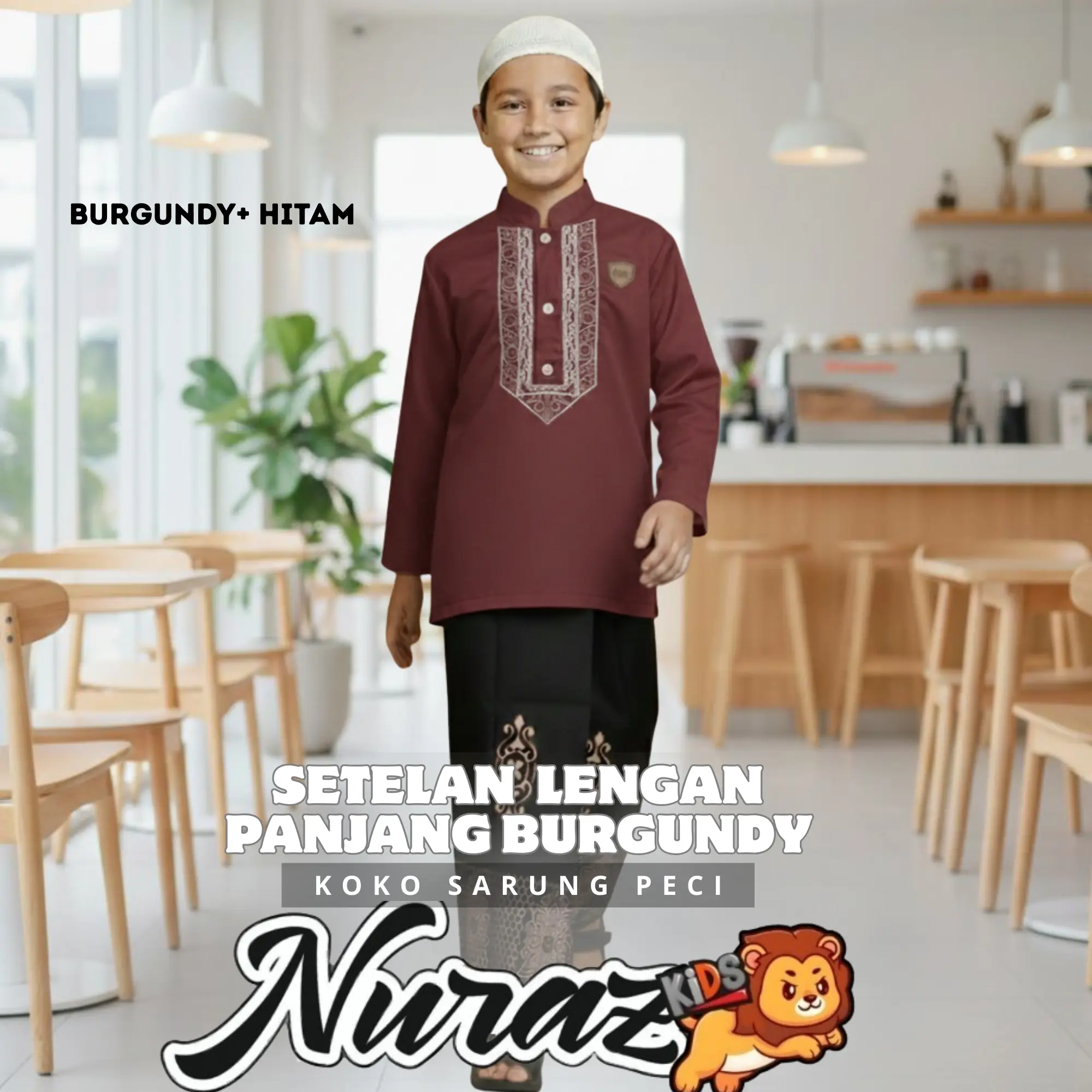 KOKO BURGUNDY+ SARUNG HITAM