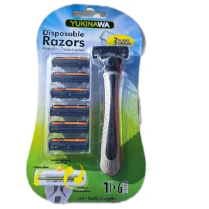 Yukinawa Paket Alat Cukur Kumis Dan Jenggot Manual Disposable Razors 3 Blades Nivas Bonus Refil