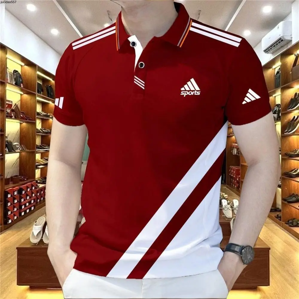 Unisex Japanese-style short-sleeved POLO shirt for summer. Men's shirt with a turn-down collar, loose fit, made of heavyweight fabric, suitable for casual wear, exuding a sense of high quality. Men's top.
