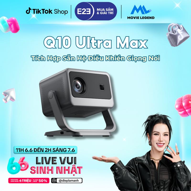   Diep Lam Anh x Movie Legend  Phiên Bản Nâng Cấp 2025  Máy Chiếu Q10 Ultra Max - Máy Chiếu Movie Legend Hỗ Trợ Full HD Hệ Điều Hành Android 12 Projector Bluetooth Kem Màn Hình 