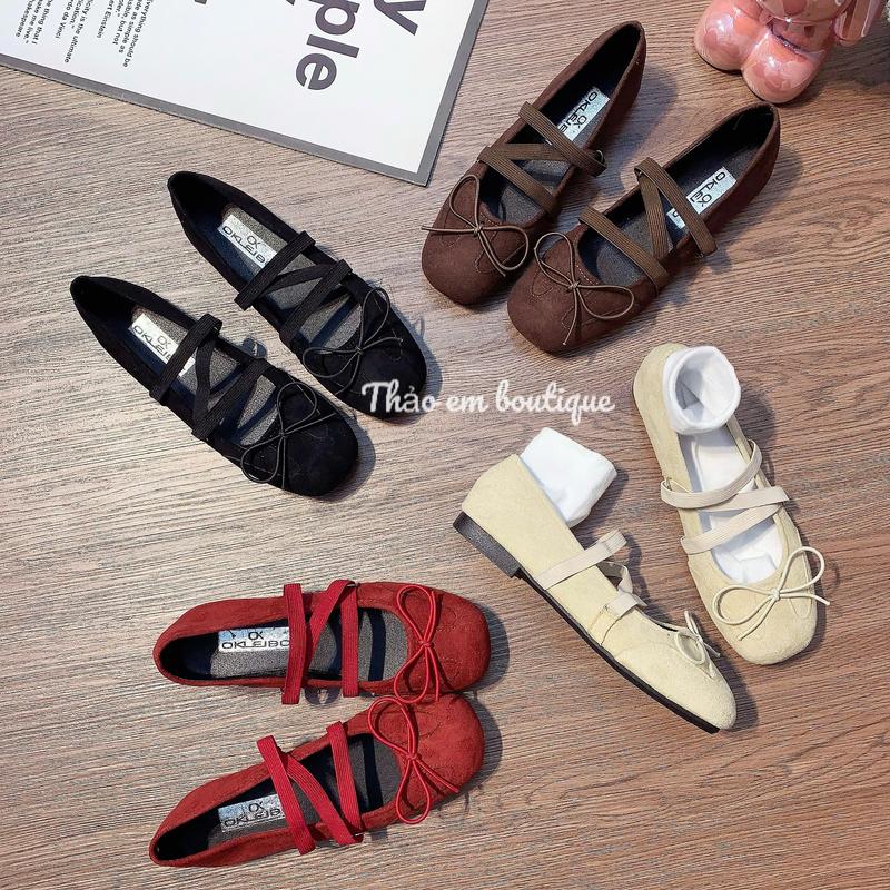 Thảo Em - BB555 Giày bệt búp bê nữ đế mềm phối dây chun ôm chân hot trend QCCC Có Sẵn