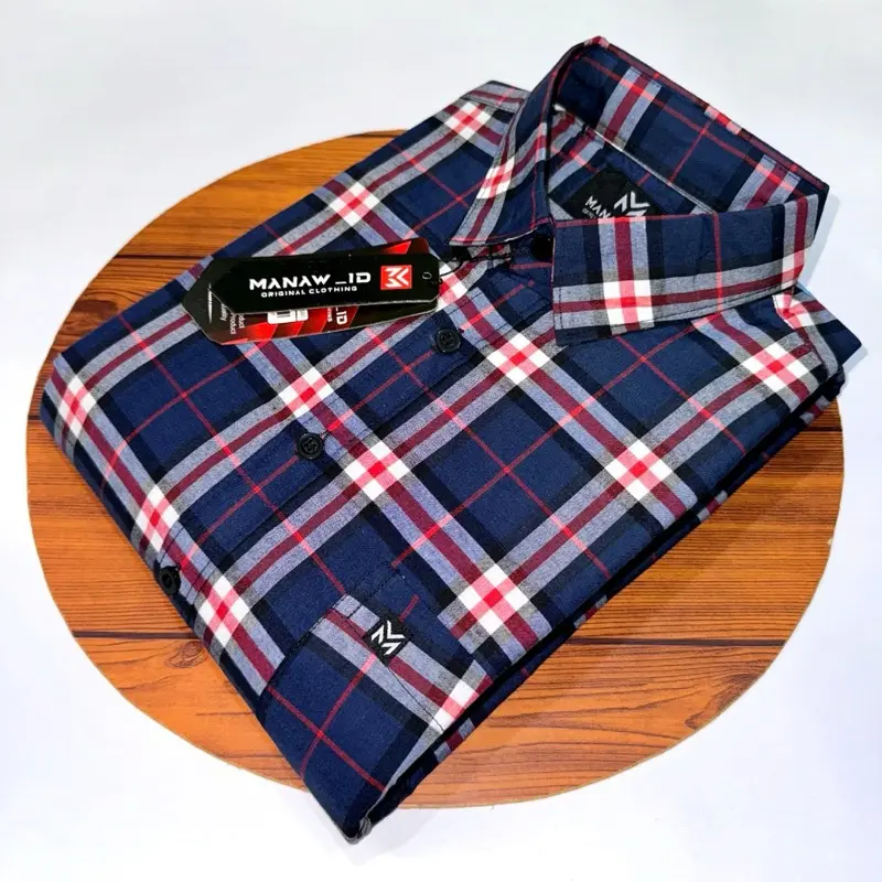 kemeja lengan pendek pria motif kotak import distro terbaru 7