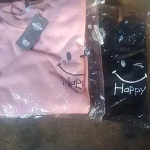 LURIANCLOTH - Sweater Wanita Happy korean Remaja Dewasa Sweater Cewe Flecce Murah Hitam / Putih / Misty / Denim Dusty / Mint Panjang Oversize