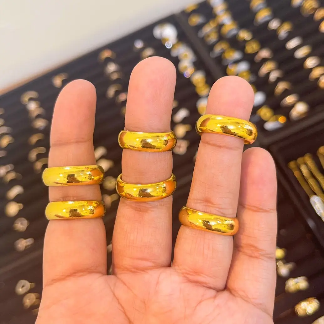 Cincin Tunangan Polos Bahan Lapis Crum Super Perhiasan Wanita Cantik Awet dan Tahan - Emas