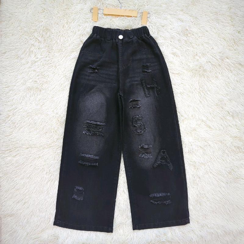  Quần bò xuông ống rộng rách cho bé gái quần jeans xuông rách cho bé gái  19-50 kg  jean 