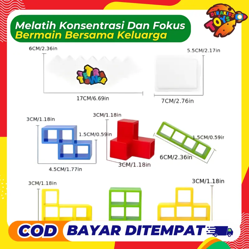 Mainan Edukatif Anak Balancing Block Tetris Tetra Tower Games Fun Balok Susun 3