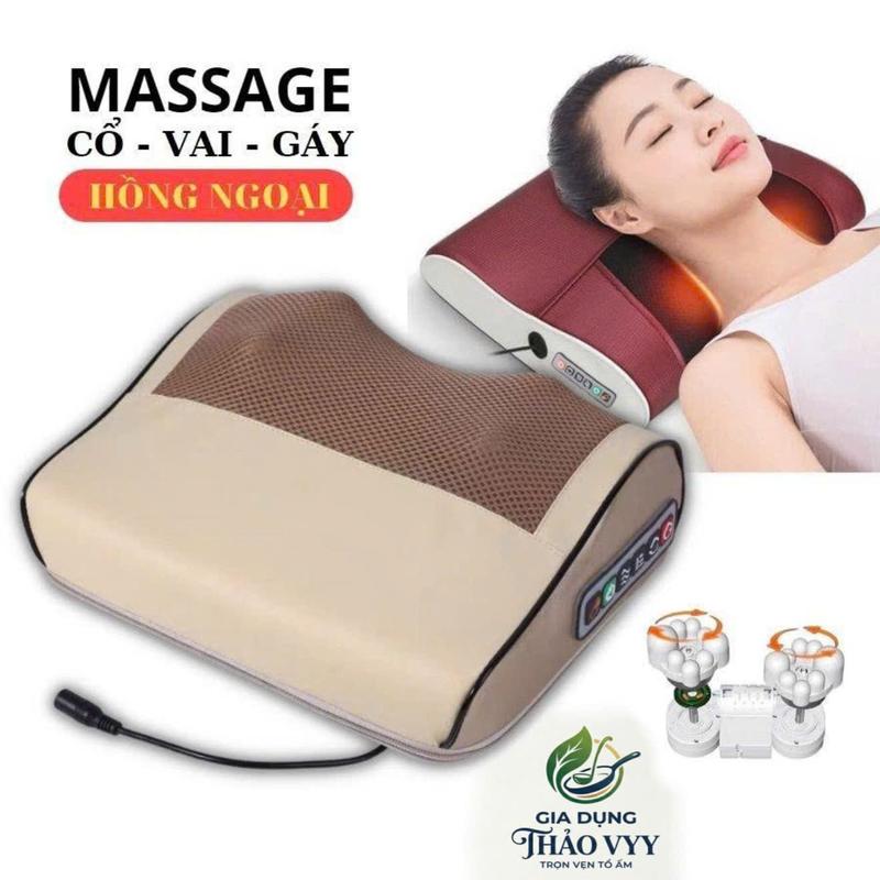 Gối Massage Cổ Vai Gáy, Gối Mát Xa Hồng Ngoại 20 Bi Đa Chức Năng Hỗ Trợ Giảm…