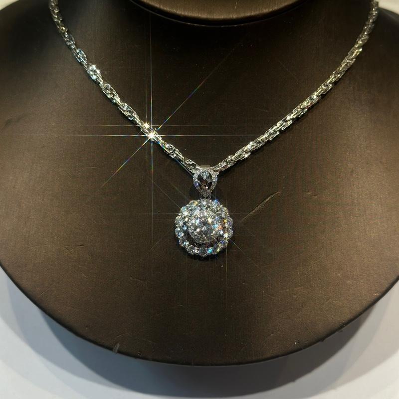 [ Hoàng Phát ] Phụ Kiện Mặt Dây Chuyền Bạc Ý Cao Cấp 925 Viền Hoa Chạm Hột Tấm Lớn Khoen Chạm Máy Xi Kim (M050) KHÔNG KÈM DÂY