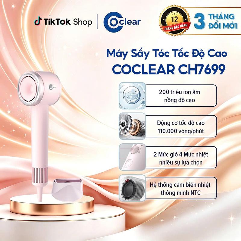Máy Sấy Tóc Siêu Tốc Coclear CH7699 Sức Gió Siêu Bão 200tr Anion Kết Hợp Công Nghệ Gió Tuần Hoàn
