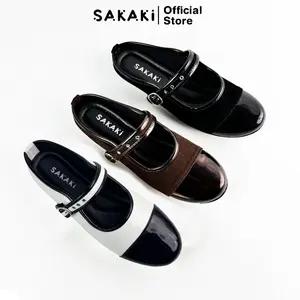 SAKAKI Lylia - Flat Shoes Sandal Wanita Cantik Dan Elegant dengan Desain Elegan Warna Coklat Hitam Ivory