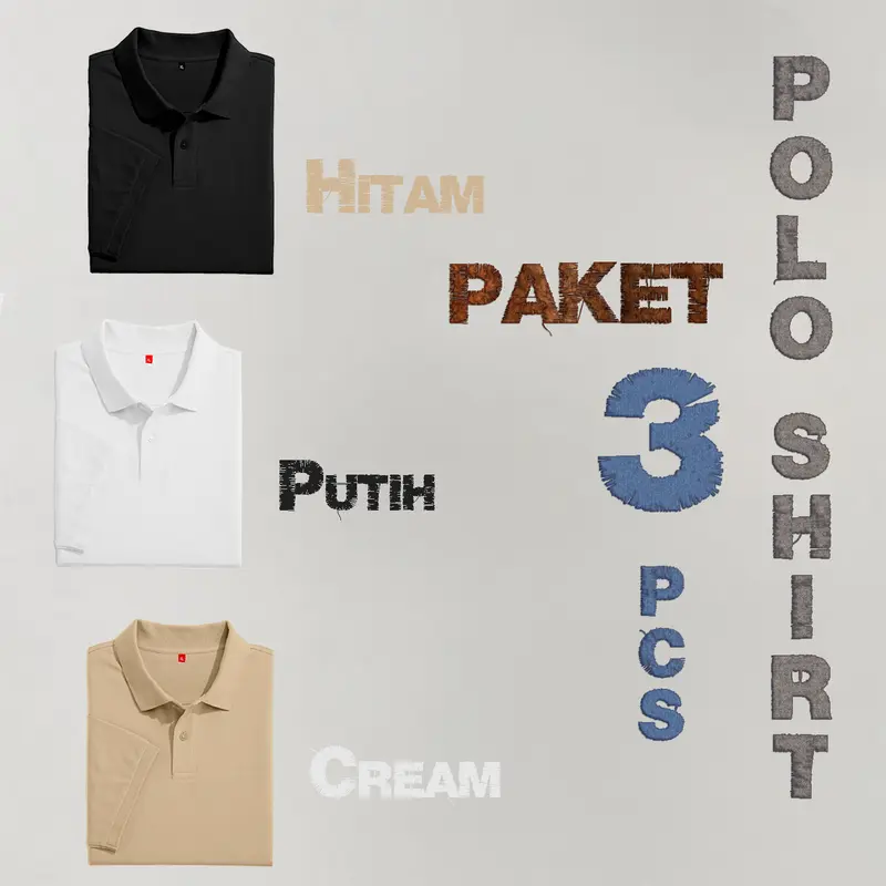 PAKET 3 Pcs - Kaos Polo Shirt Polos Lengan Pendek | Baju Kerah Seragam Atasan Olahraga Dewasa Lengan Manset Reguler fit Unisex daily warna hitam 3 pcs Pria Wanita Casual 0