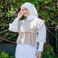 Gambar Mybamus Arin Ruffle Vintage Vest Korean Style Outer Lace Lebaran Terbaru - Oat M19269 R92S4 dari Mybamus Kab. Bandung Barat 1 Tokopedia