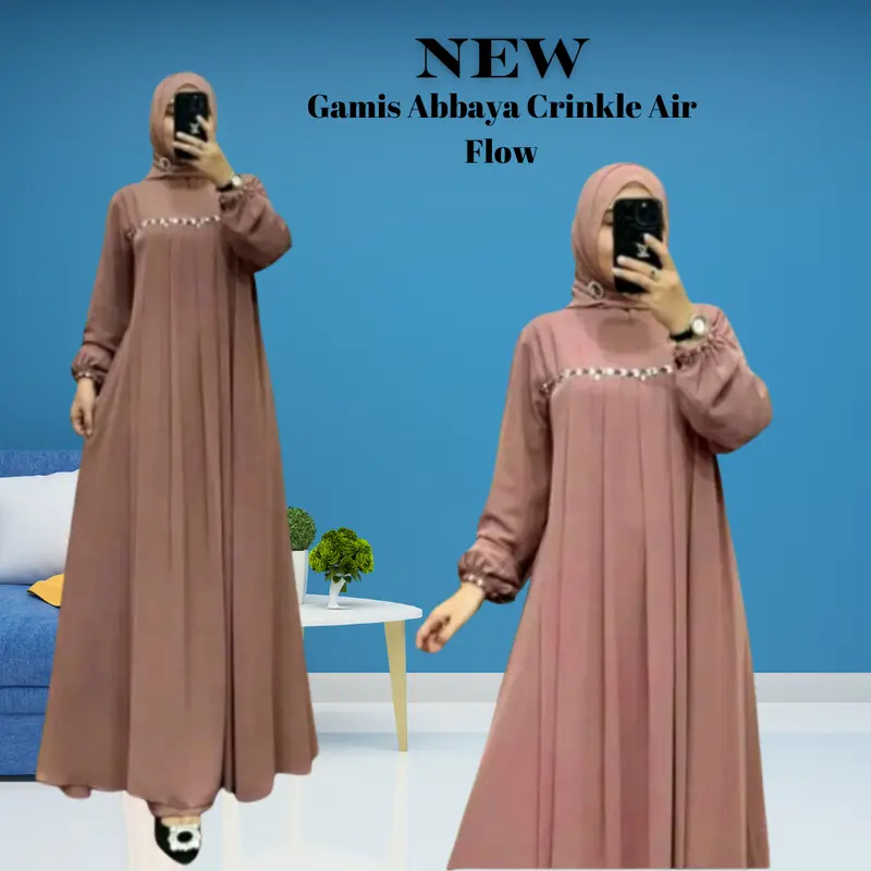Gamis Payet Mutiara Crinkle Airflow Lebaran 2025 0