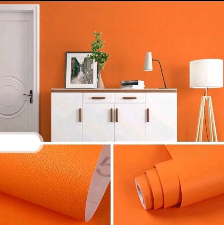 Paket Hemat 4 Roll 8 Meter | Wallpaper Dinding Sticker Dinding Polos Anti Air Kertas PVC Merah | Oren | Hijau | Kuning 1