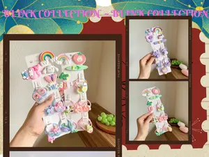 Set Jepit dan Ikat Rambut Anak Motif Kartun Premium 15pcs Warna Ungu Pink Hijau dan Oranye Lucu untuk Koleksi