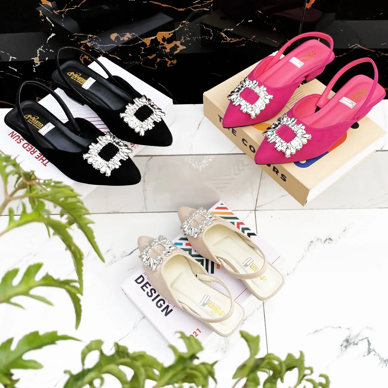 SULTAN SHOES | Sepatu/Sandal Flatform Hak Tahu 3cm Wanita Slop Slip On Mules Flat Tali Belakang Manik Kotak Blink-blink Kekinian Terbaru | Spatu/Sendal High Heel 3 CM Cewek Modis Flatshoes Korean Style Pesta Kondangan