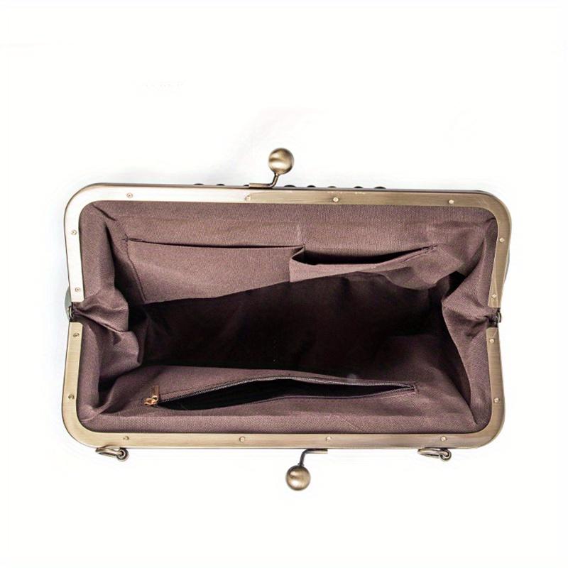 Product Introduction of Retro Handbag With Kiss Lock, British Style Crossbody Bag, Women Clip Purse With Top Handle 2