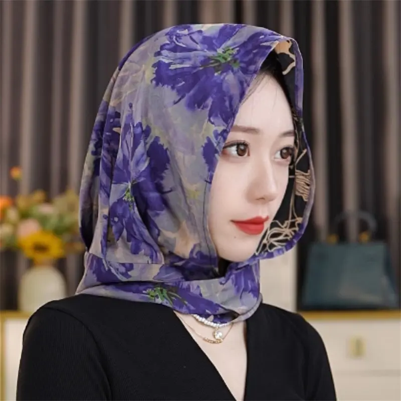 Mũ Khăn Quàng Lụa Chống Nắng Du Lịch, Hàng Mới Về, Sợi Đám Mây Thơm Giả, Hoa Hai Mặt, Đa Năng, Khăn Quàng Cổ Đội Đầu Cho Nữ 5