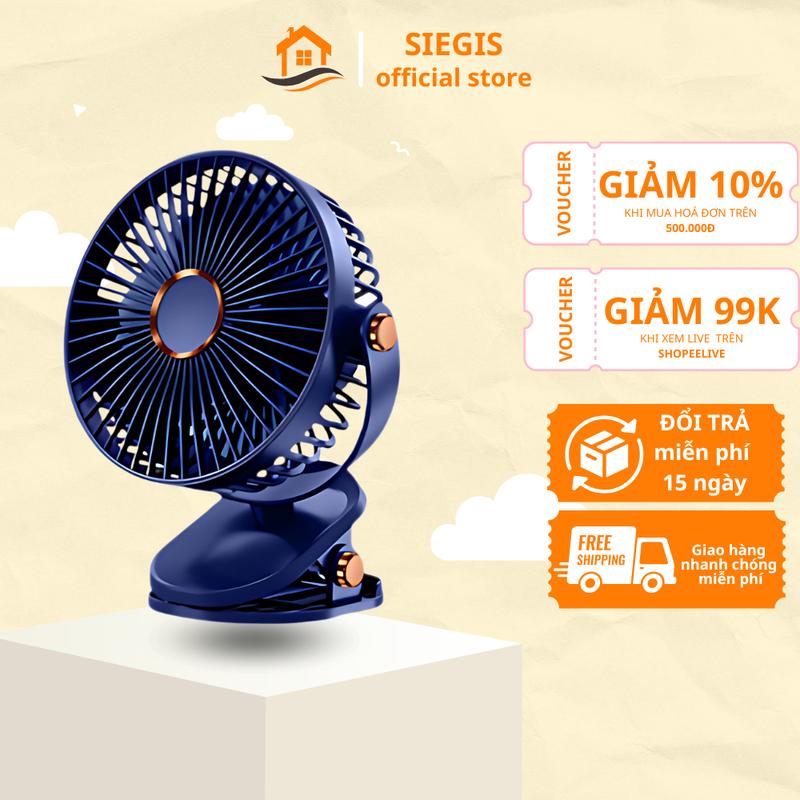 Quạt kẹp bàn mini 5 mức độ có đèn led, xoay 360 độ,dung lượng 10000 MHA cổng…