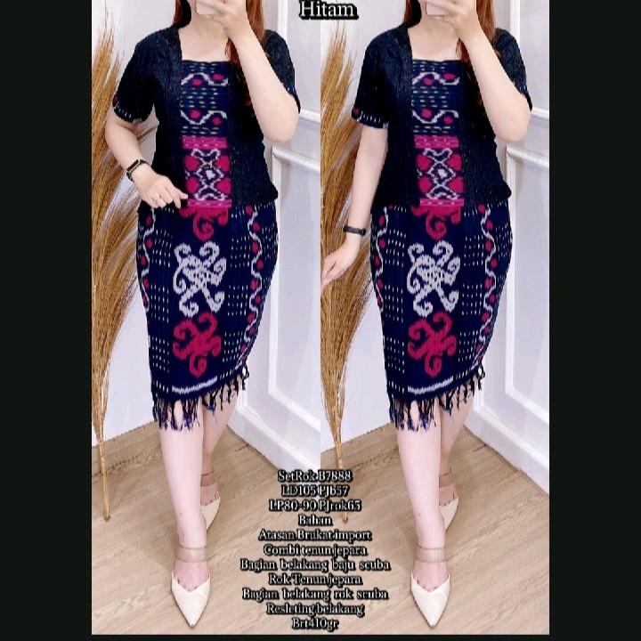 SETELAN TENUN WANITA RUMBAI BAWAH ATASAN BROKAT, BAJU KEBAYA TENUN, BAJU ADAT, BAJU SERAGAM, BAJU CASUAL 0