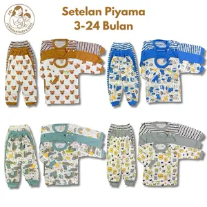 3 Stel Setelan Piyama Bayi Pendek SNI 3–24 Bulan | Baju Tidur Bayi Motif Lucu Adem Nyaman – M L XL | SNI