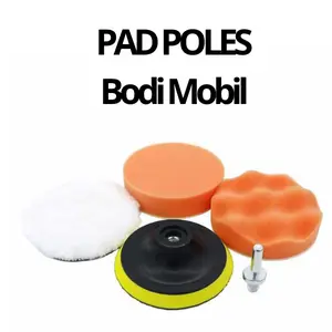Busa Pad Poles Bodi Mobil Wol Polishing Wheel 3 Inch 5 PCS + Konektor Universal 9 mm Besi Car