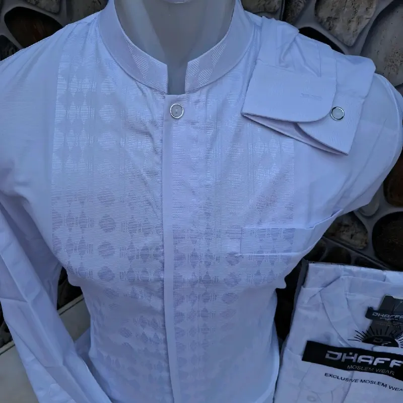 Kemko Premium Daffa Kemko Mewah Bordir Putih Katun Halus - Koko kemeja 3