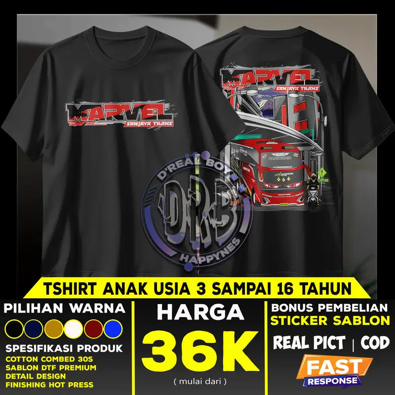 Baju Bus Anak ALBINO jb3 Dan MRVEL JB5 SANJYATRAN  dengan Stiker Gratis | Kaos Basuri Telolet | Foto Real | COD | Fashion 1