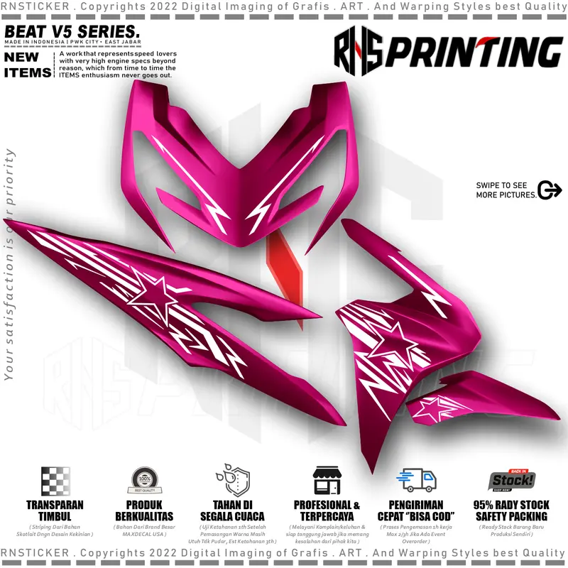 V6 CUTTING STIKER STRIPING VARIASI BEAT NEW TERBARU 2024 BEAT STRET DELUXE BINTANG TRANSPARAN STYLES Kendaraan Motor 8