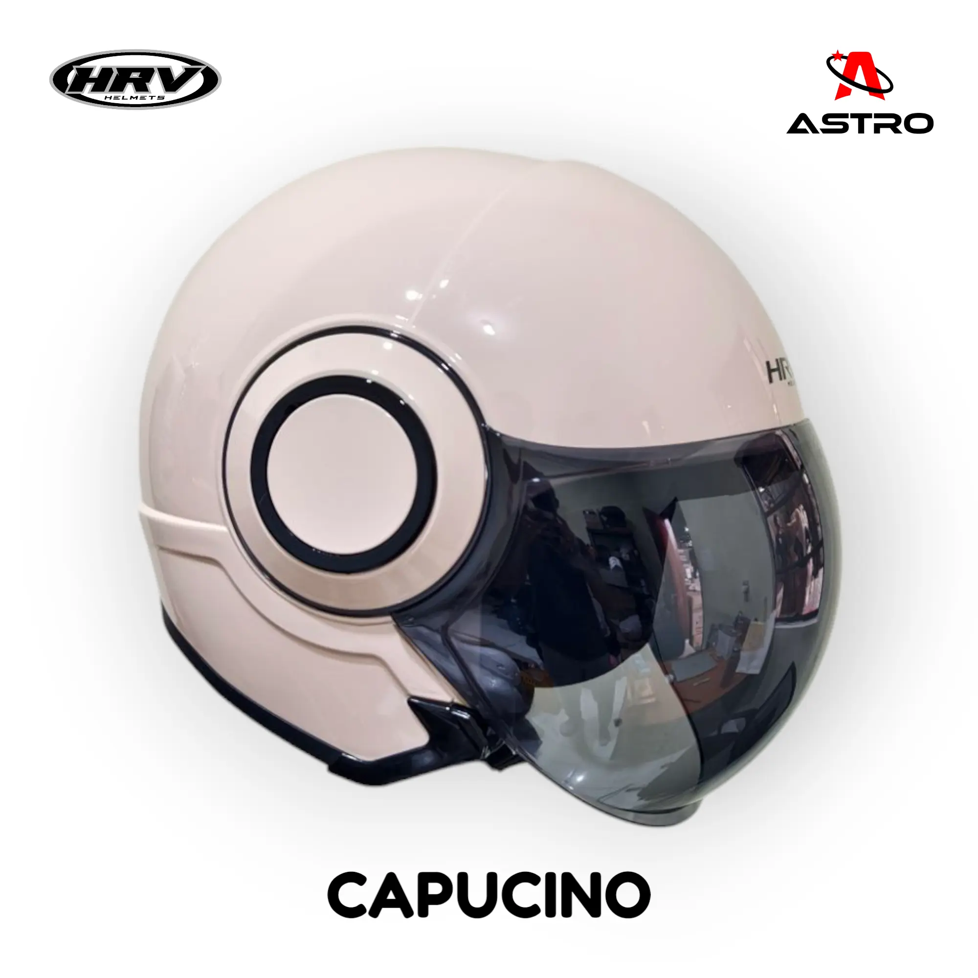 Helm HRV Astro Solid Half Face Hijab Retro Bogo Kaca Cembung Bubble SNI Kekinian
