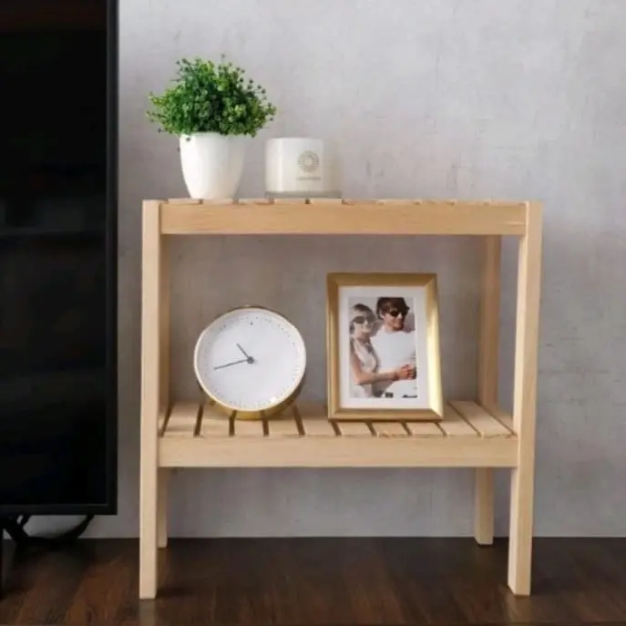 Oana wooden shelf 2 tingkat rak display aksesoris rak sepatu sandal rak buku susun meja ruangan rak dapur susun serbaguna