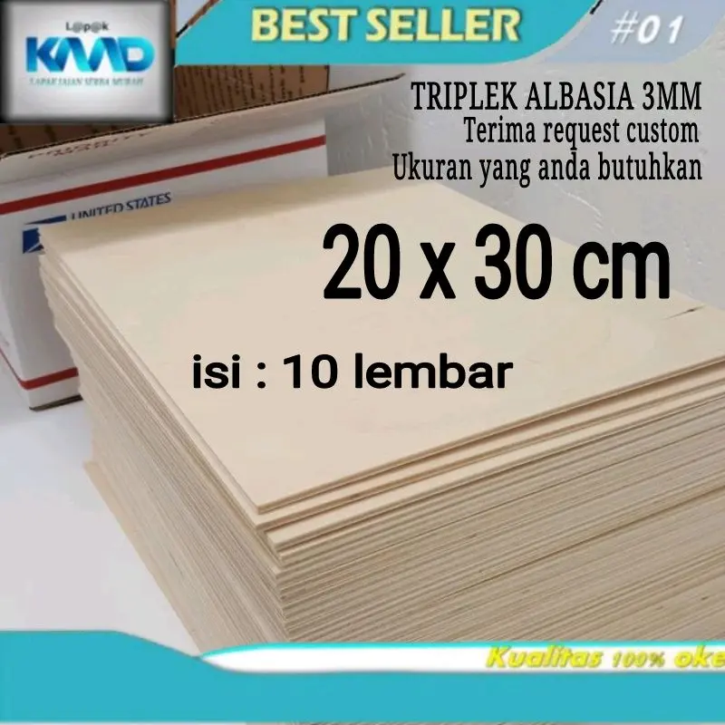 Triplek Albasia 3mm Ukuran 20x30 Siap Pakai untuk Furniture dan Kerajinan Tangan