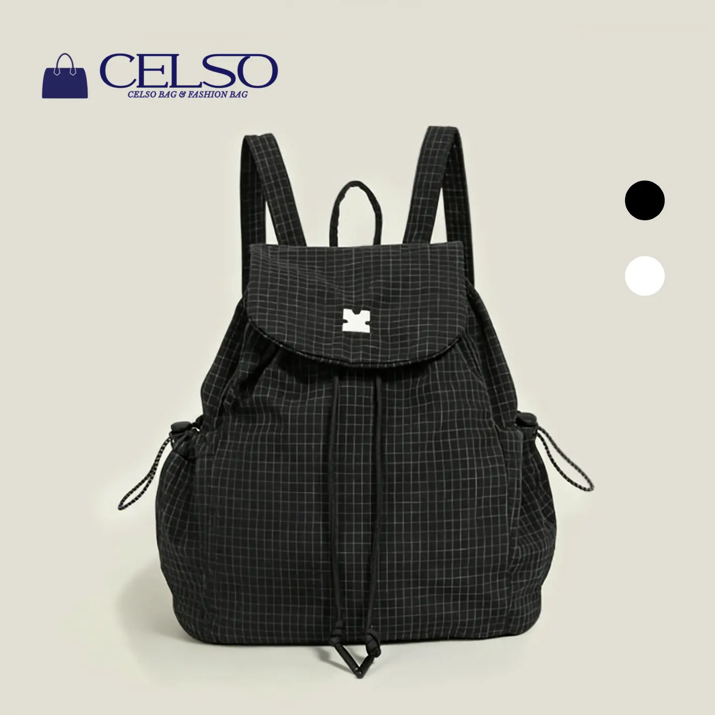 CELSO Korean Checkered Canvas Backpack Women Casual Shoulder  display picture 2