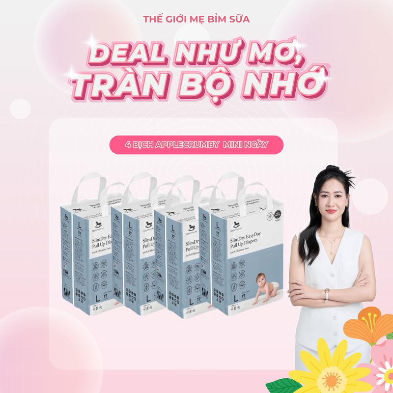 [TGMBS] [LS] Combo 4 Bịch Bỉm Applecrumby Slim siêu khô thoáng cho bé