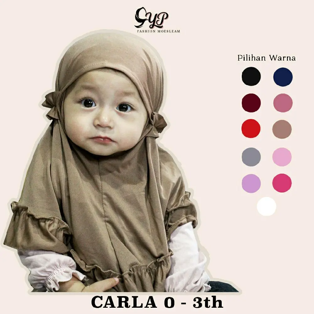 JILBAB ANAK CARLA USIA 0 SAMPAI 3 TAHUN PREMIUM-HIJAB BABY-KERUDUNG ANAK ALLSIZE Muslim Instan Bayi Serut
