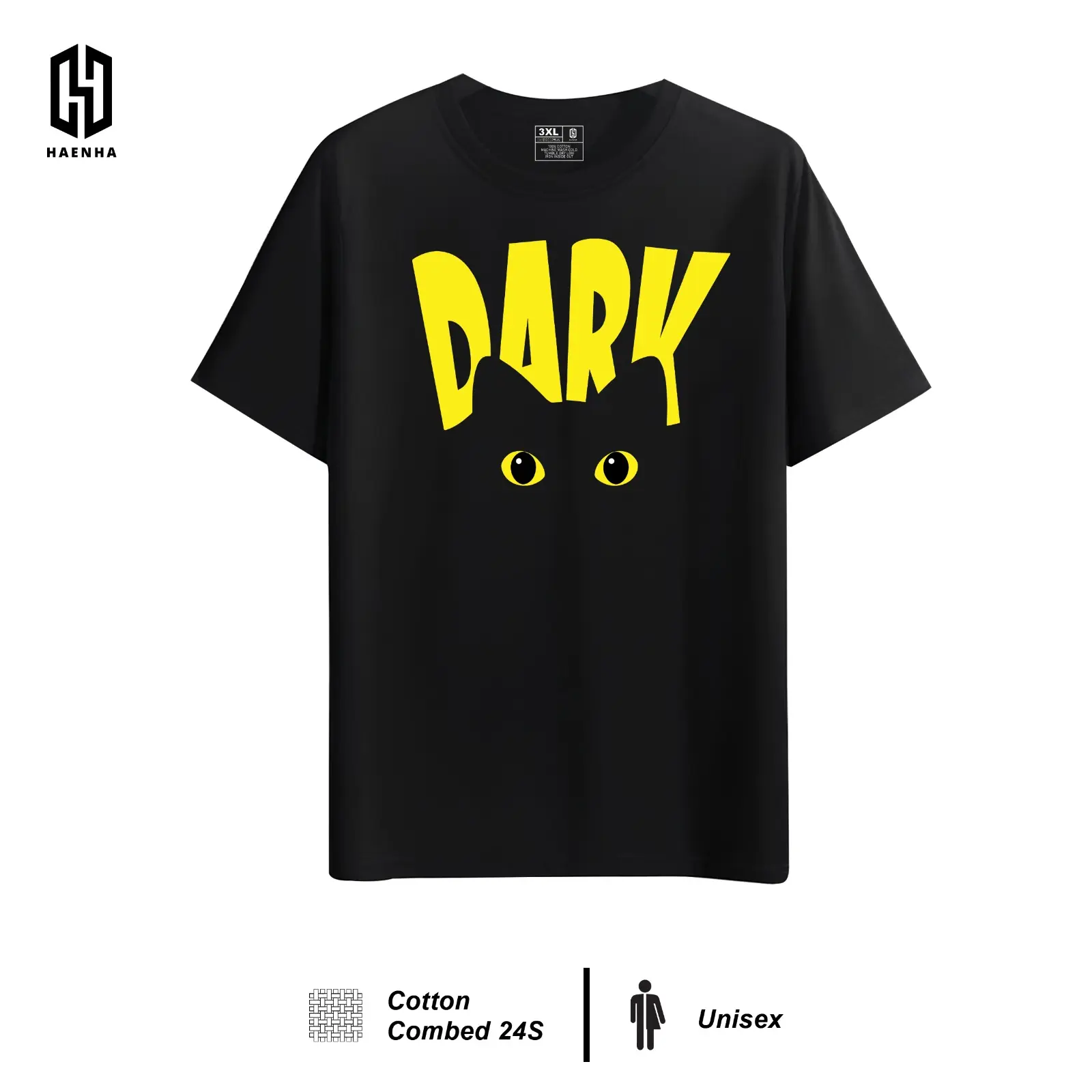 Haenha T Shirt Motif Dark Kaos Pria dan Wanita Baju Distro Katun Combed